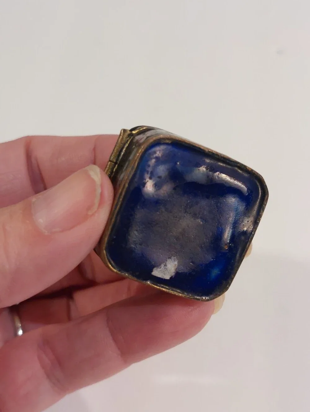 Vtg Mini Cloisonne Enamel Trinket Box Square Colorful Floral Chinese apprx 1